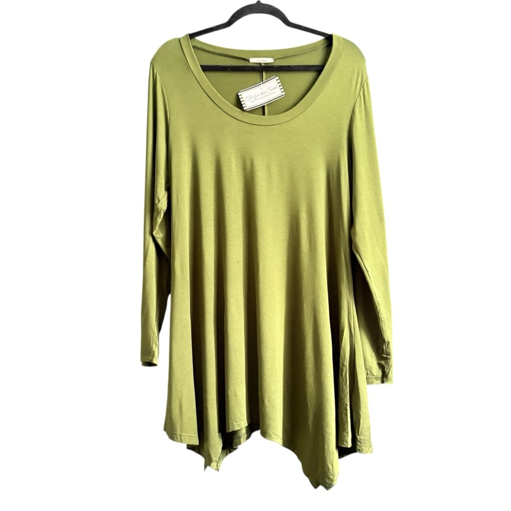 Maitai Green Asymmetrical Tunic Top